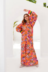 Sevgi Colorful Floral Print Top and Pants Co-ord Set - BEBANO