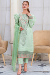RAQS Aqua Embroidered Silk Shirt and Trousers Festive Set - BEBANO