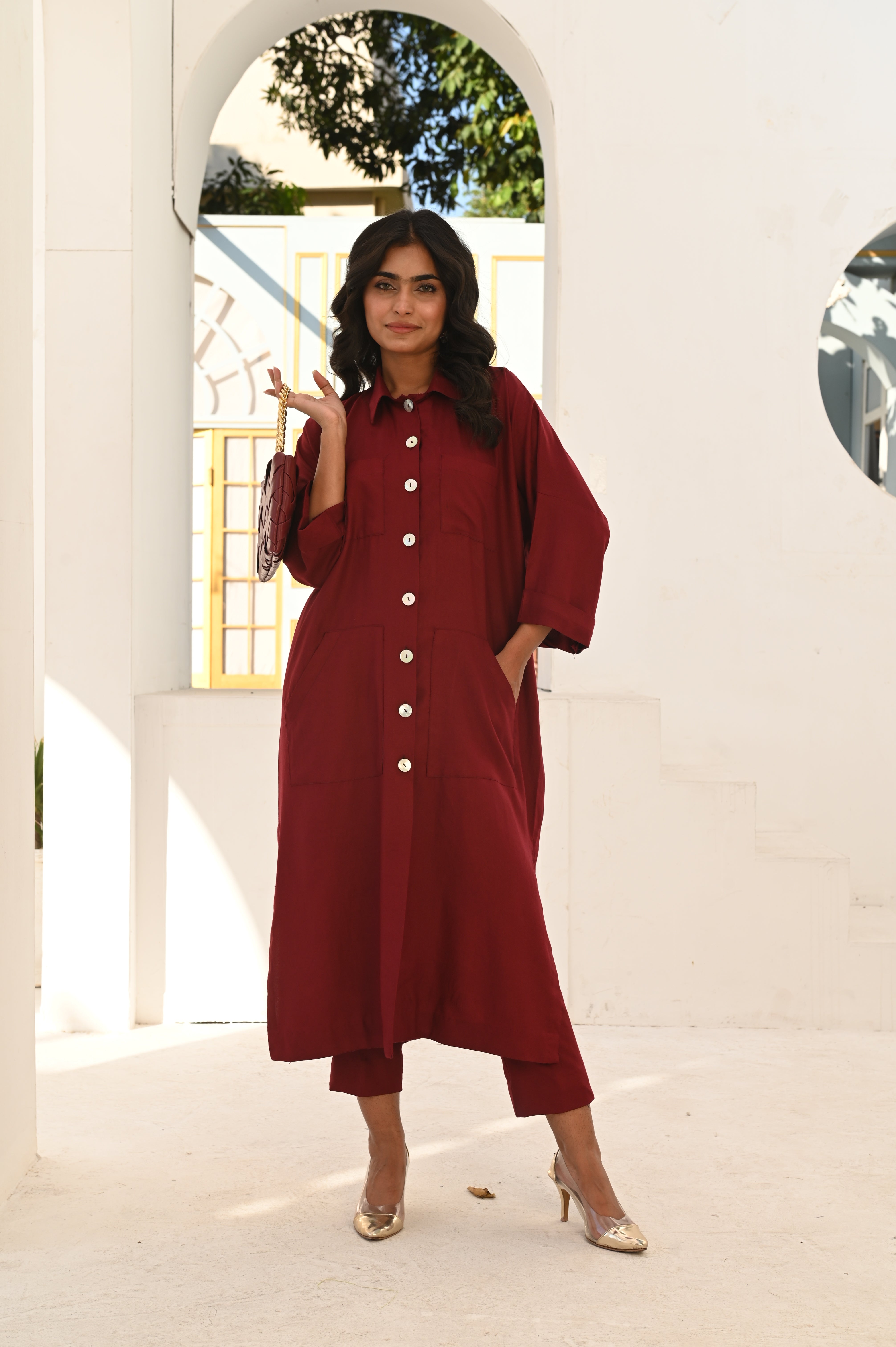 Garnet Grace – Two-Piece Long Shirt Dress