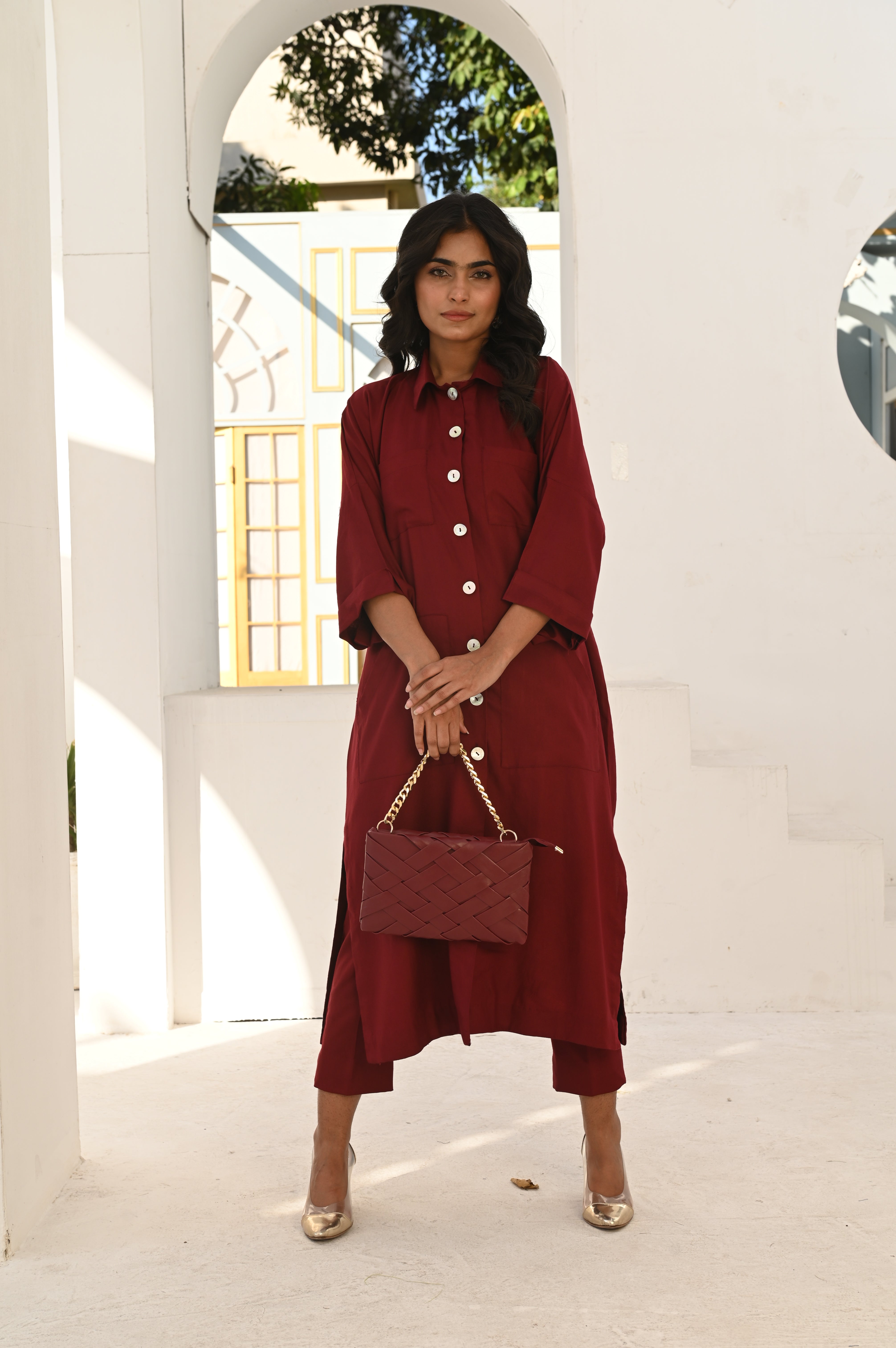 Garnet Grace – Two-Piece Long Shirt Dress