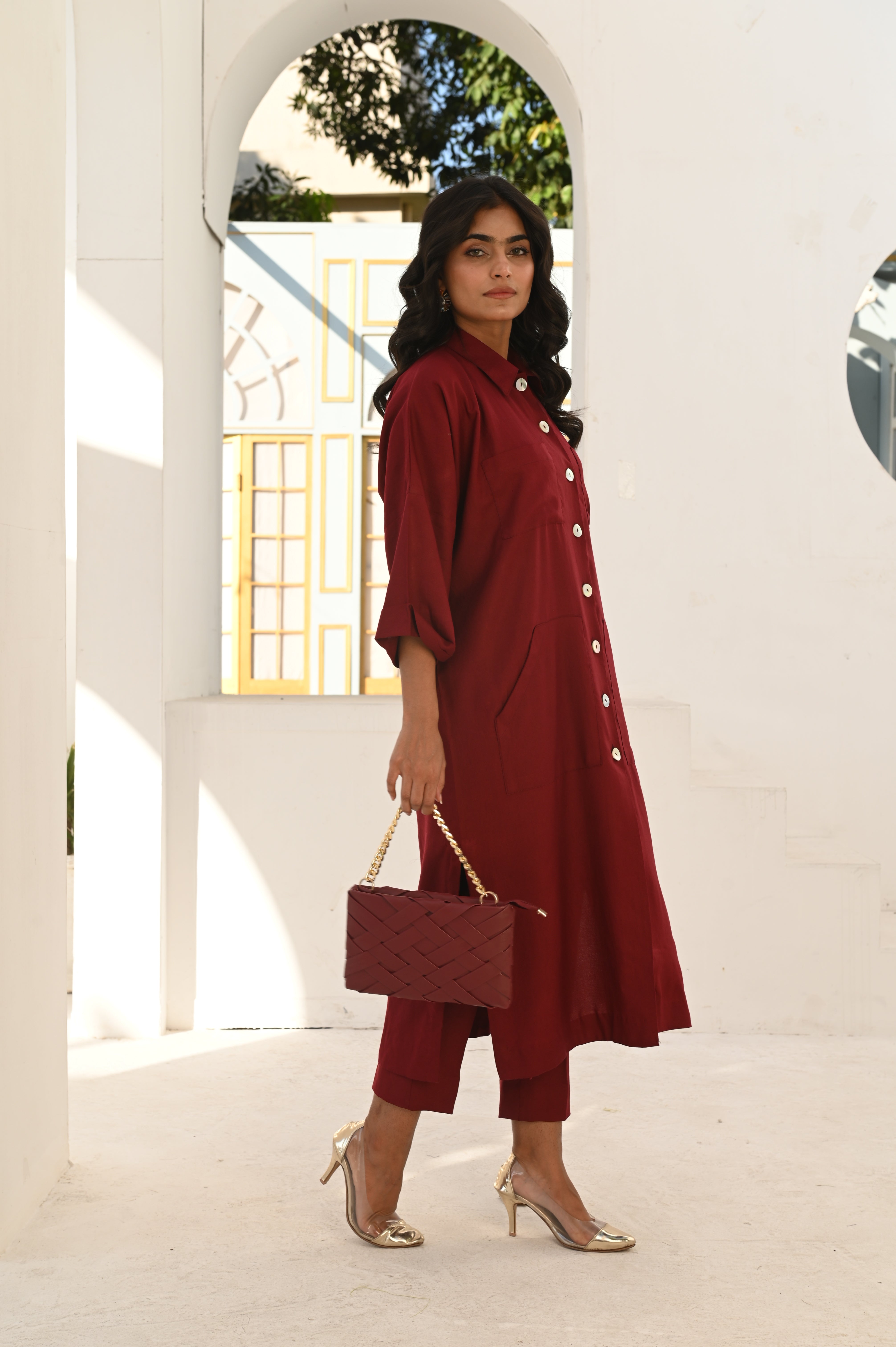 Garnet Grace – Two-Piece Long Shirt Dress